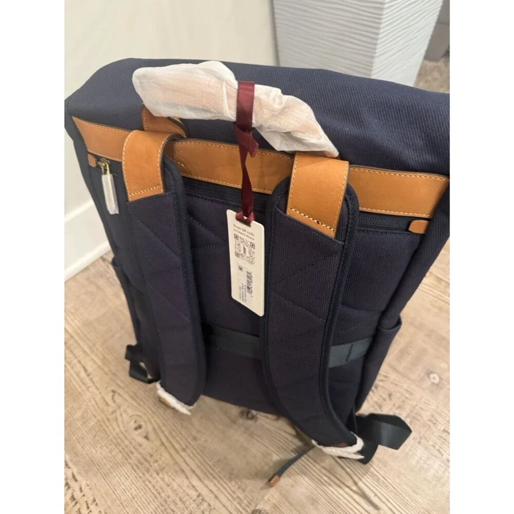 Hartmann Classic Navy Canvas Backpack  Trim Classic Navy Canvas Tan Leather Trim